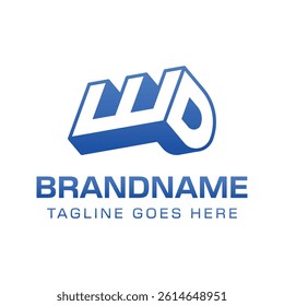 Letters WD 3D Monogram Logo, Symbolizes strength, dynamism, and technology