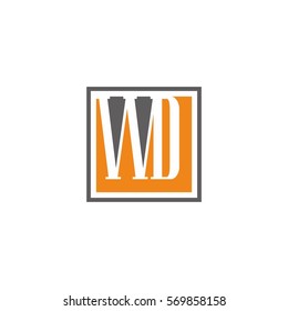 Letters WD orange gray