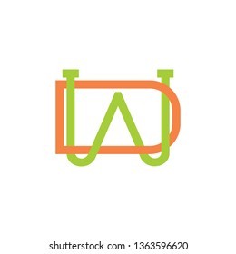 letters wd simple linked line logo vector