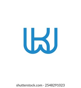 Buchstaben wk blau abstrakte Linien einfache geometrische Logo Vektor 