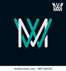 Letters WM or MW logo, abstract minimalism light logo design 