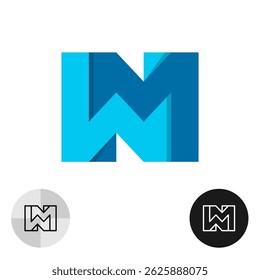 Letters WM or MW logo. Two letters W and M monogram connected together