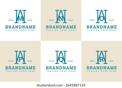 Letters WM WN WO WP WQ WR Monogram Serif Logo, for business with MW NM OW PW QW RW initials