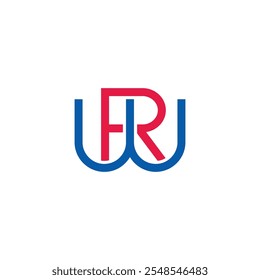 letters wr simple linked colorful logo vector 