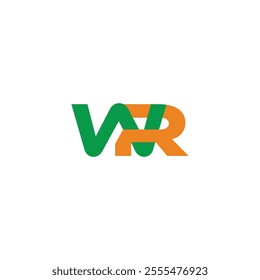 letters wr simple linked colorful overlapping logo vector 