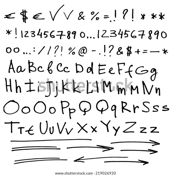 ペンで書いた手書きの文字 ベクター画像文字 矢印 ポインタ 落書き 文字を簡単に編集できます 英語 のベクター画像素材 ロイヤリティフリー