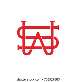 letters ws linked lines logo vector