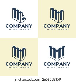 Letras WT WU WV WW 3D Monogram Logo, para iniciais TW UW VW WW