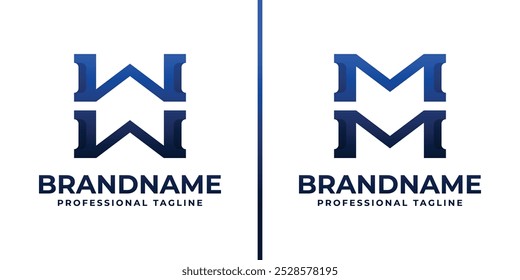 Letters WW and MM Monogram Logo, suitable for any business with WW or MM initials