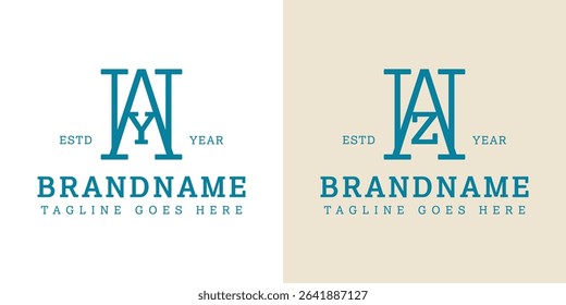 Letters WY WZ Monogram Serif Logo, suitable for any business with WY YW WZ ZW initials