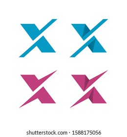 Letters X with check marks on white background. Abstract business logo design.