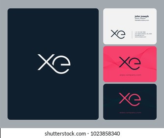Letters X E, X & E joint logo icon with business card vector template.
