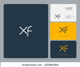 Letters X F, X & F joint logo icon with business card vector template.
