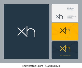 Letters X H, X & H joint logo icon with business card vector template.
