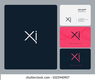 Letters X I, X & I joint logo icon with business card vector template.
