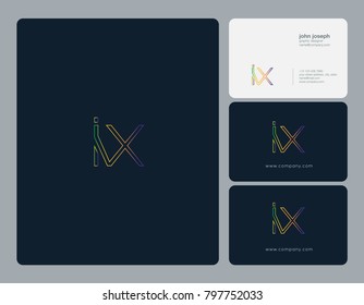 Letters I X, I&X joint logo icon with business card vector template.