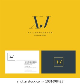Letters X J, X & J joint logo icon with business card vector template.
