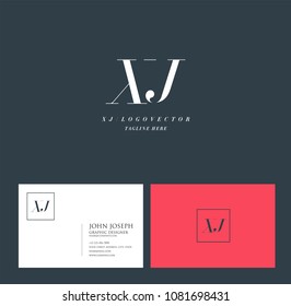 Letters X J, X & J joint logo icon with business card vector template.
