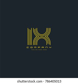 Letters I & X joint logo icon. Stroke letter vector element.