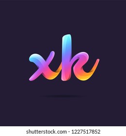 Letters X K, X & K 3D logo, multi colour gradient letters icon vector template.
