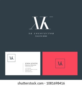 Letters X K, X & K joint logo icon with business card vector template.
