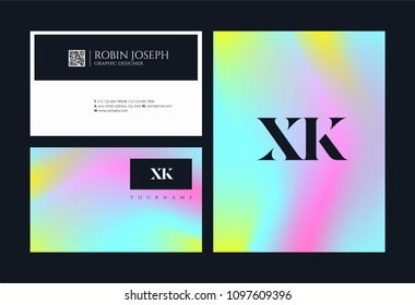 Letters X K, X & K joint logo icon with business card vector template.

