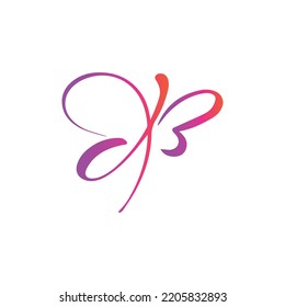 logotipo de letras X con icono conceptual simple de mariposa. Logotipo. Ilustración de vectores, plantilla de diseño del logotipo del vector de mariposa, 