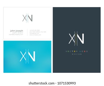 Letters X N, X & N joint logo icon with business card vector template.