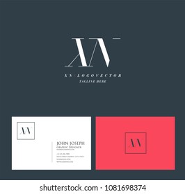 Letters X N, X & N joint logo icon with business card vector template.
