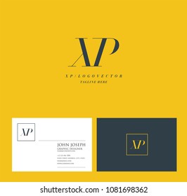 Letters X P, X & P joint logo icon with business card vector template.
