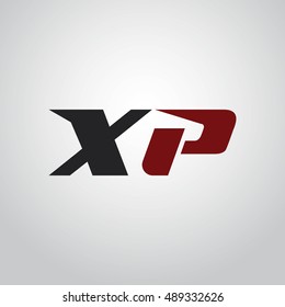 The letters X and P logo automotive black and red colored