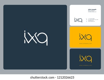 Letters I X Q logo icon with business card vector template.