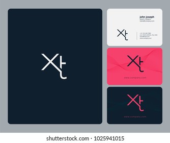 Letters X T, X & T joint logo icon with business card vector template.
