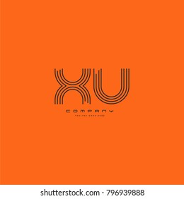 Letters X U, X & U joint logo icon. Stroke letter vector element.

