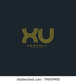 Letters X U, X & U joint logo icon. Stroke letter vector element.
