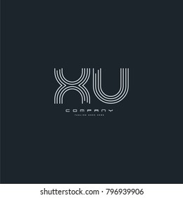 Letters X U, X & U joint logo icon. Stroke letter vector element.
