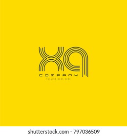 Letters X U, X & U joint logo icon. Stroke letter vector element.

