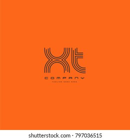 Letters X U, X & U joint logo icon. Stroke letter vector element.
