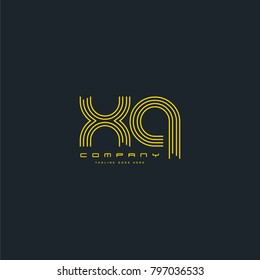 Letters X U, X & U joint logo icon. Stroke letter vector element.
