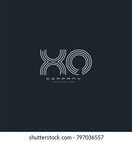 Letters X U, X & U joint logo icon. Stroke letter vector element.
