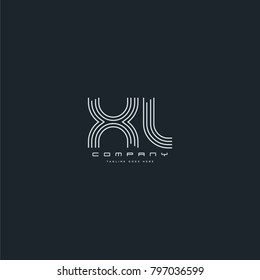 Letters X U, X & U joint logo icon. Stroke letter vector element.
