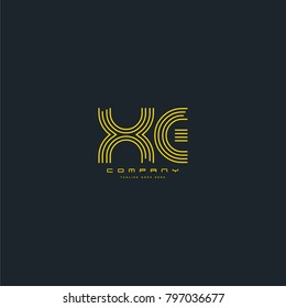 Letters X U, X & U joint logo icon. Stroke letter vector element.
