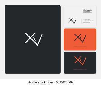 Letters X V, X & V joint logo icon with business card vector template.
