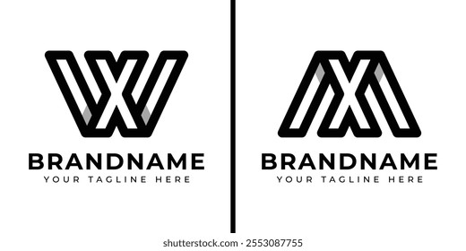 Letras XM o XW Monogram Logo, adecuado para cualquier negocio con iniciales MX o XM