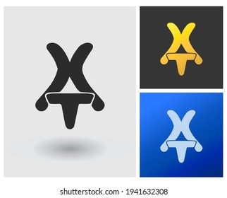 Concepto de aplicaciones de diseño creativas para logotipos combinados con la combinación de letras XT TX