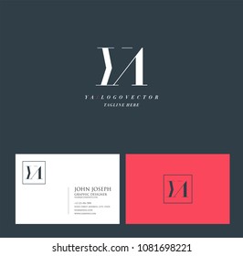 Letters Y A, Y & A joint logo icon with business card vector template.
