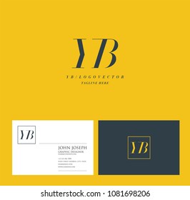 Letters Y B, Y & B joint logo icon with business card vector template.
