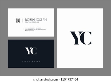 Letters Y C joint logo icon with business card vector template.
