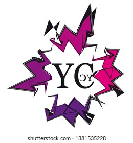 Letters Y, C. Stars, Logo Design, template