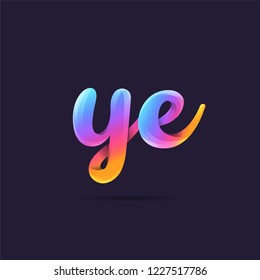 Letters Y E, Y & E 3D logo, multi colour gradient letters icon vector template.